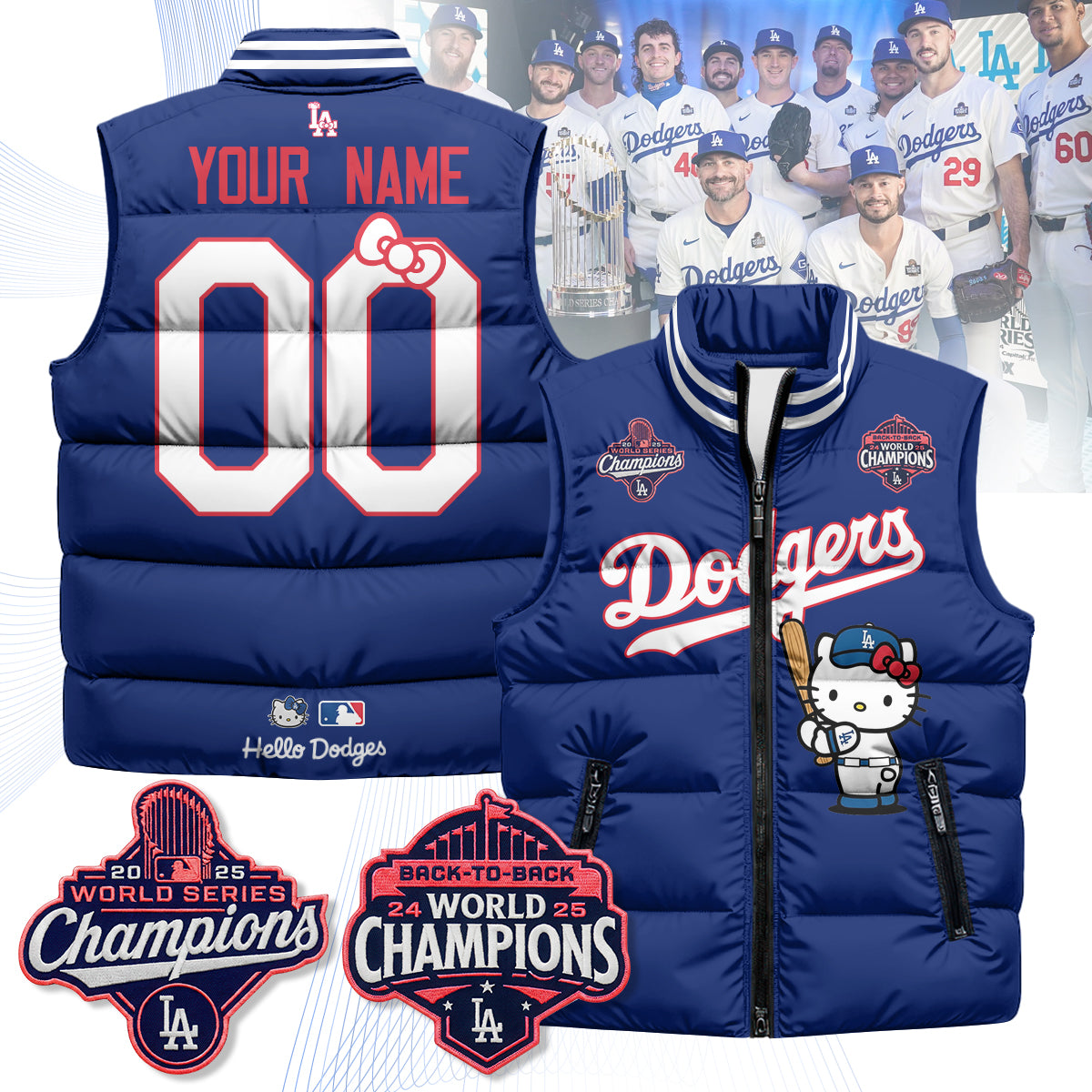 Los Angeles Dodgers Meow KT Edition Unisex Custom Puffer Vest - Printed