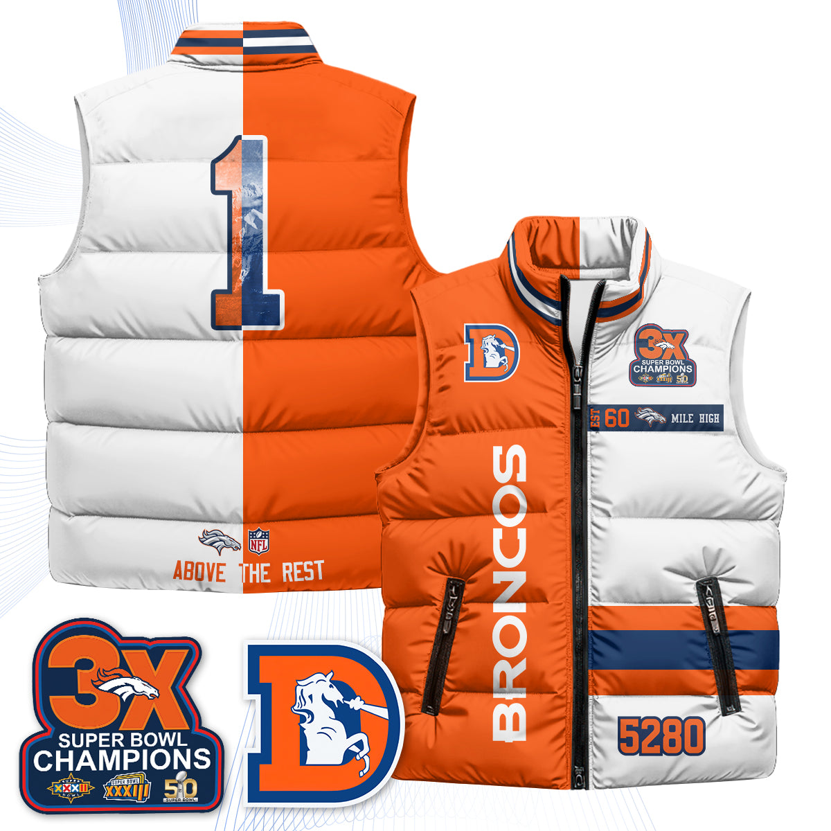 DEN "Mile High" Puffer Vest - Printed
