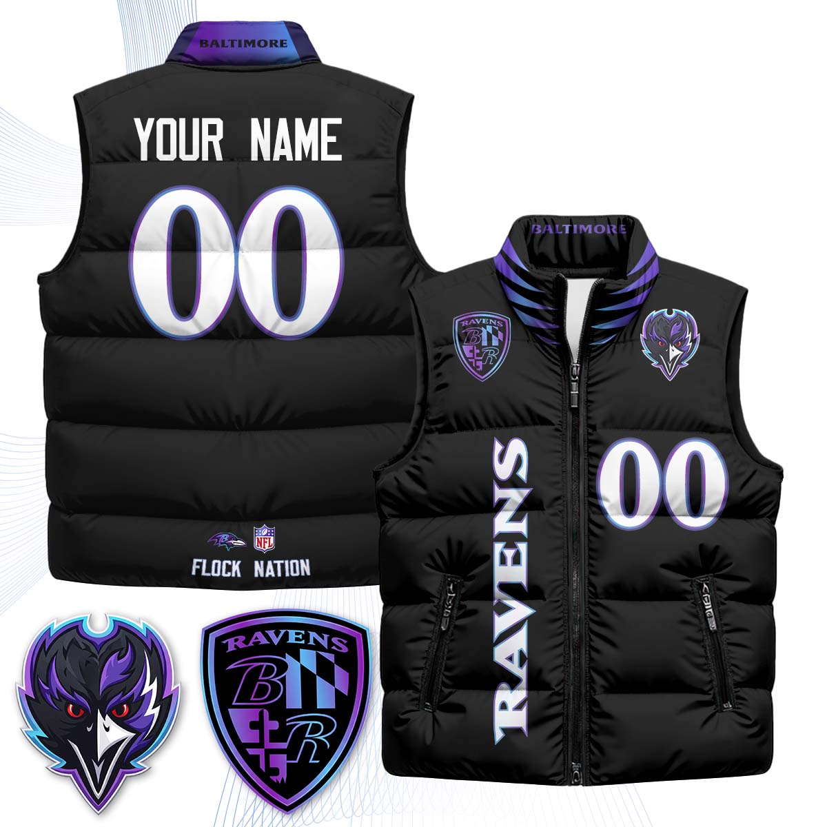 BAL "The Flock" Custom Puffer Vest - Printed