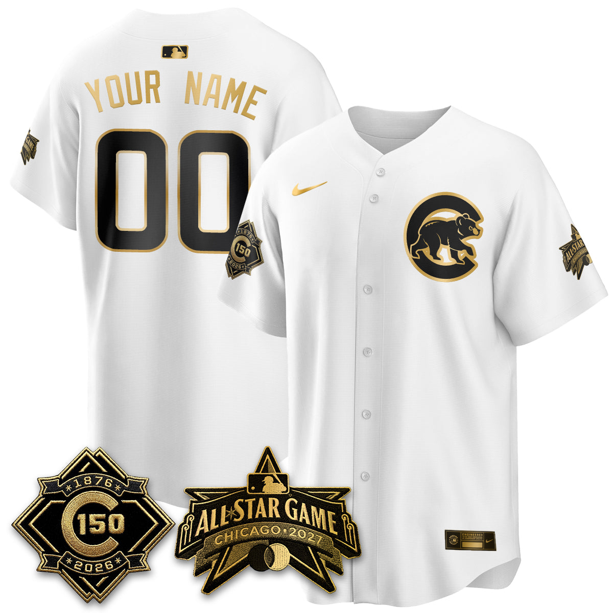 Chicago Cubs 2027 All Star Game Gold Edition Vapor Custom Jersey - Stitched