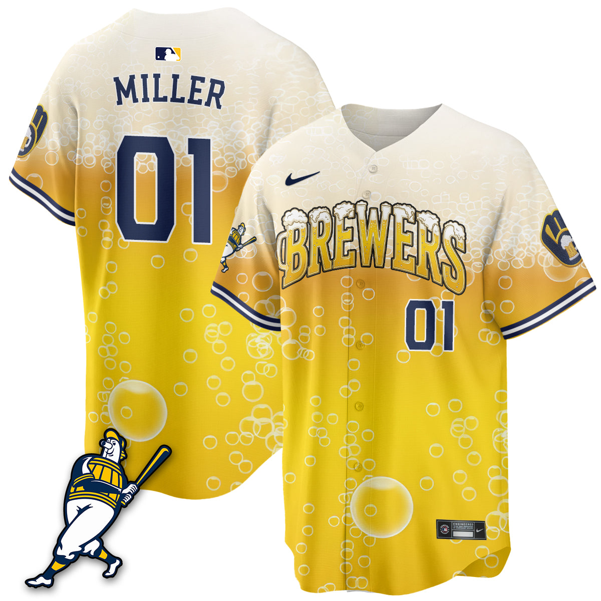 Milwaukee Brewers "Pitcher & Pint" Edition Vapor Limited Jersey - Stitched