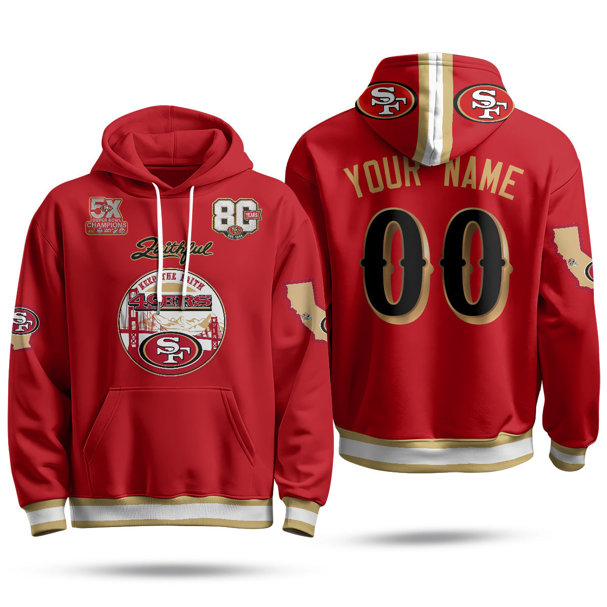 SF Faithful to The Bay Custom Fleece Hoodie - Printed