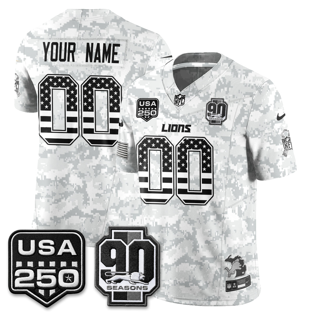Detroit Lions 2026 Salute to Service Vapor Custom Jersey - Stitched