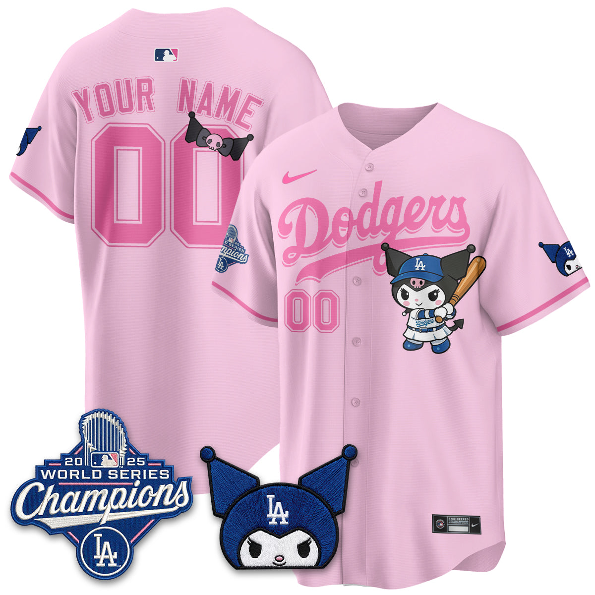 Los Angeles Dodgers Kuromi Edition Vapor Custom Jersey - Stitched