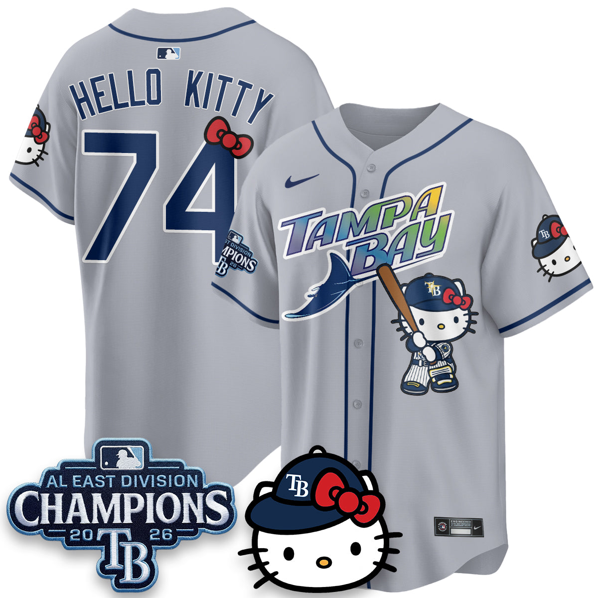 Tampa Bay Rays x Meow KT 2026 AL East Champs Vapor Jersey - Stitched