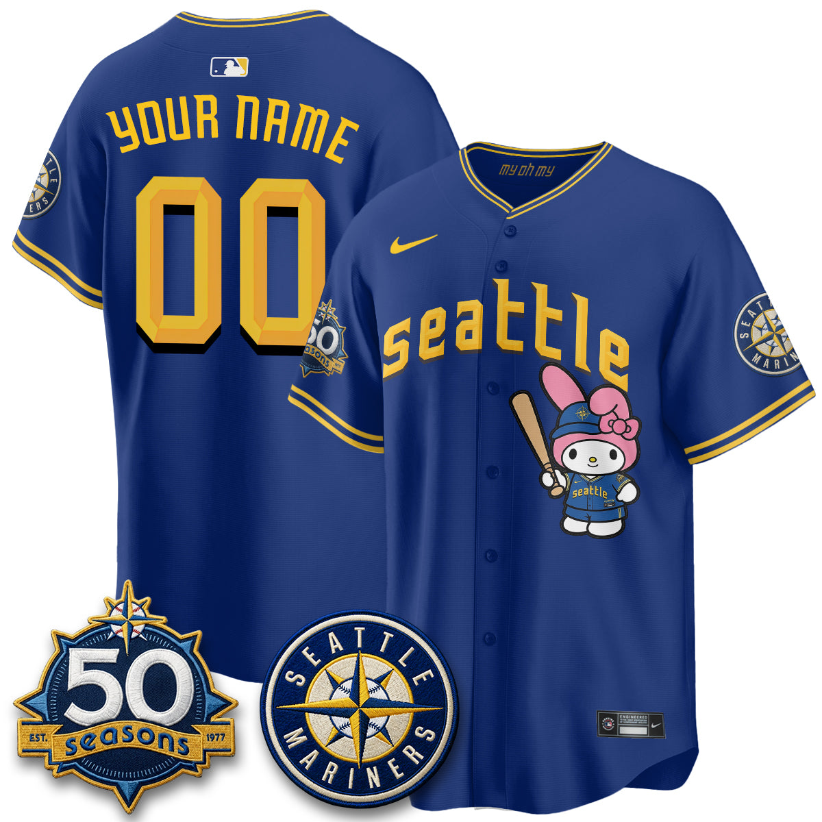 Seattle Mariners x Pink Sanrio Friend Vapor Custom Jersey - Stitched