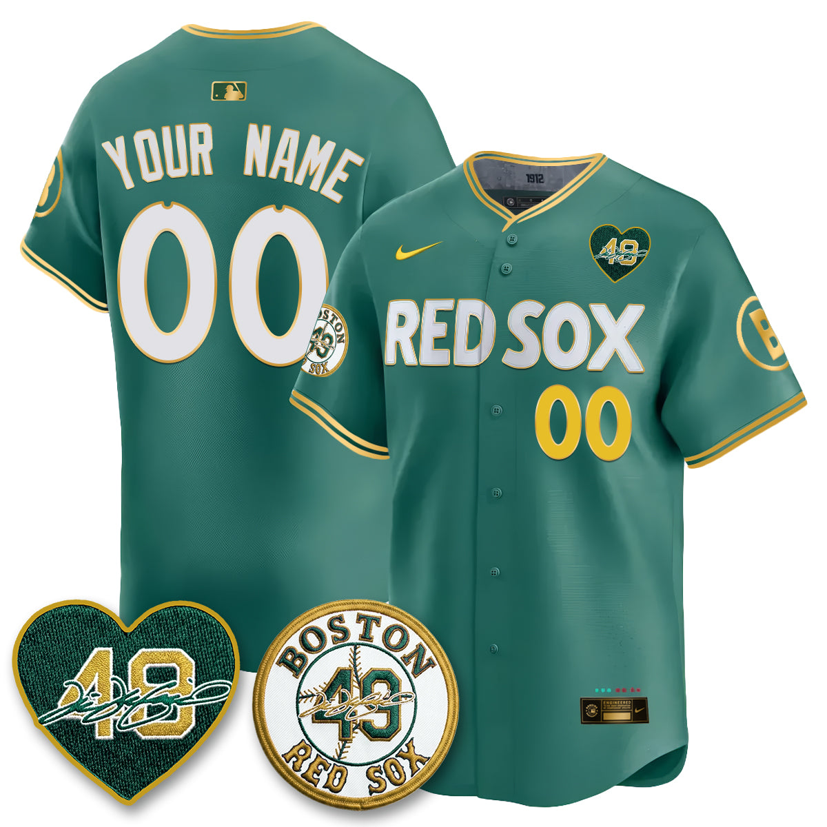 BOS Tim Wakefield Memorial Patch Vaper Premier Limited Gold Edition Custom Jersey - All Stitched