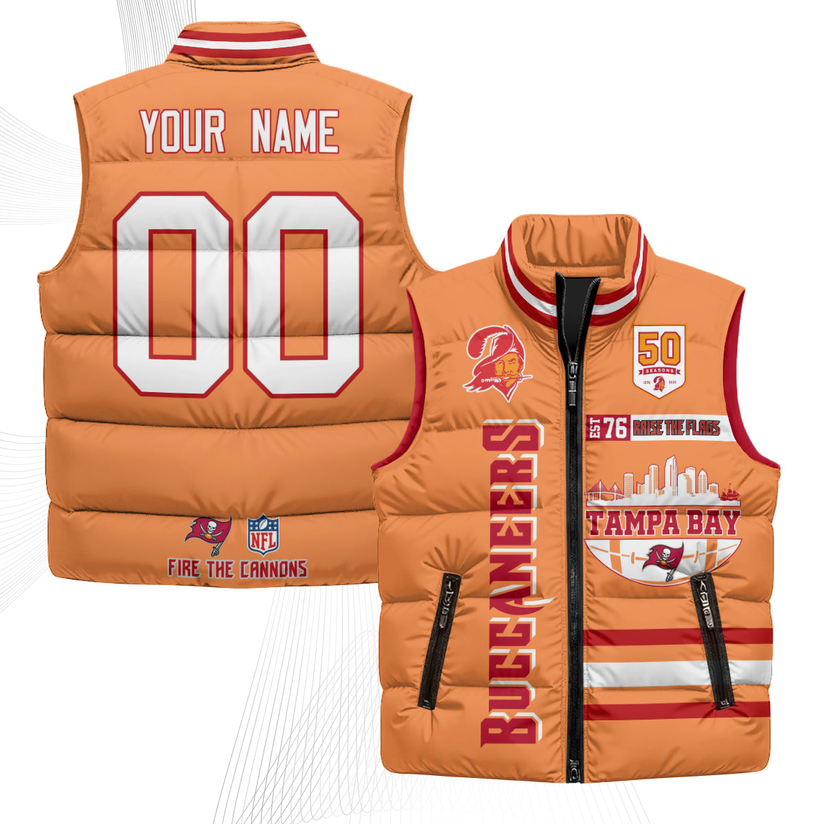 TB "Raise the Flags" Custom Puffer Vest - Printed