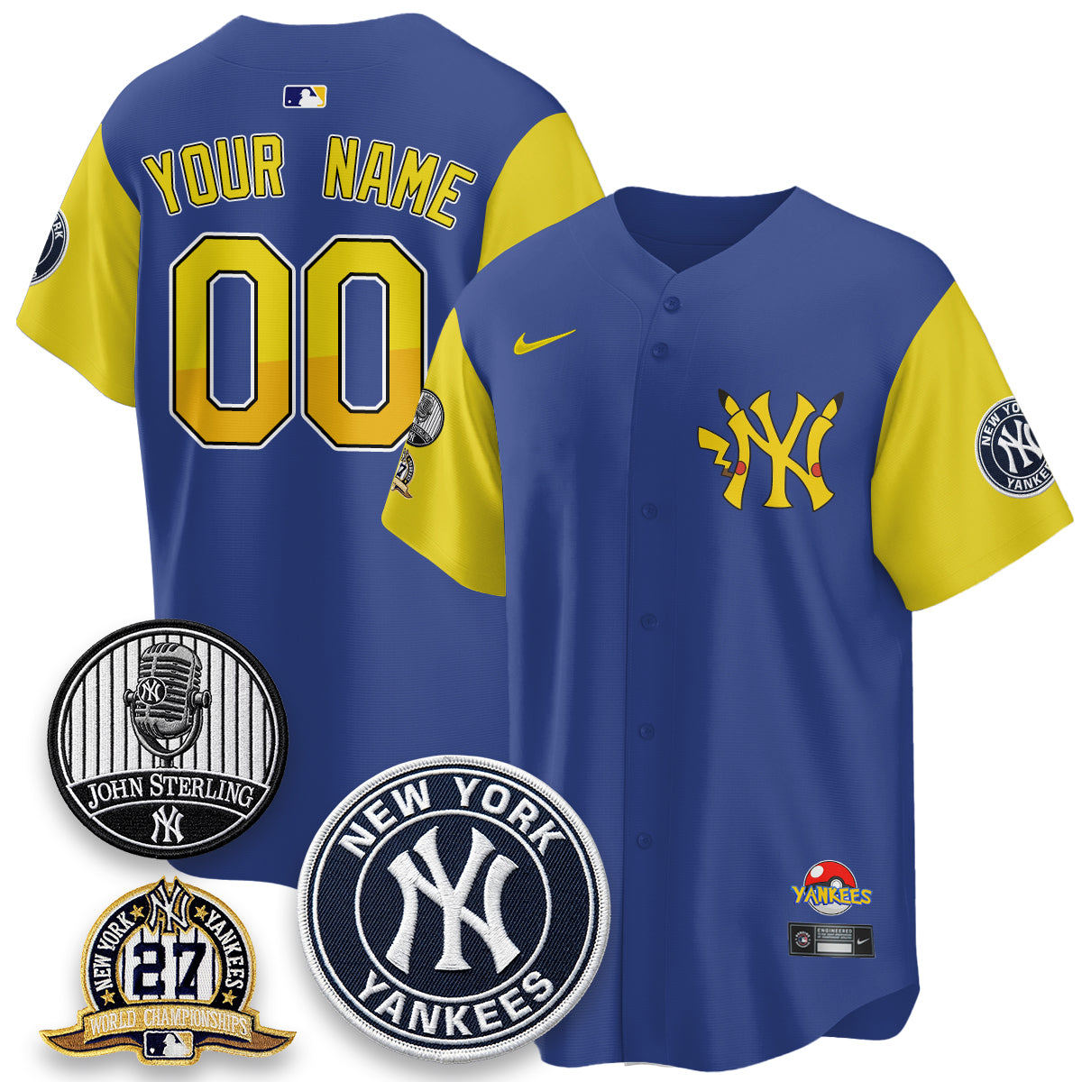 NYY x PKM Cartoon Limited Custom Jersey - Stitched
