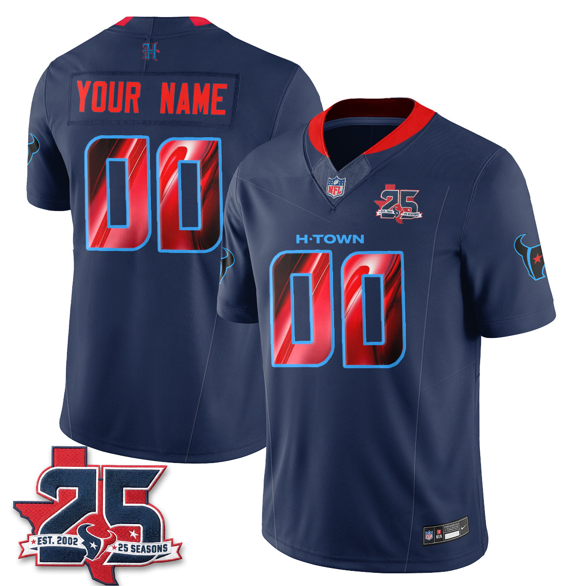 HOU Fangear Edition Vapor Custom Jersey - Stitched