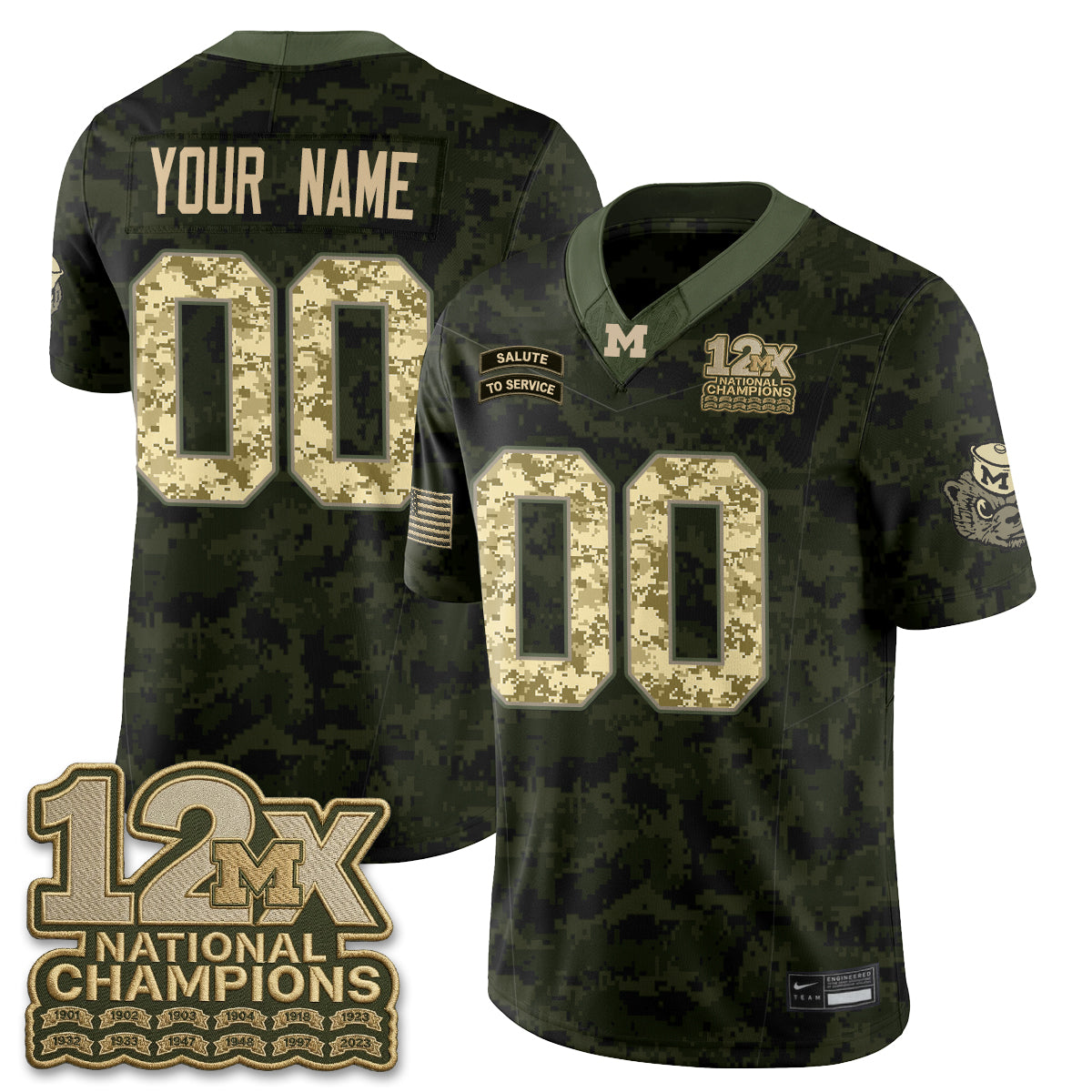 MICH 2026 Salute to Service Vapor Custom Jersey - Stitched