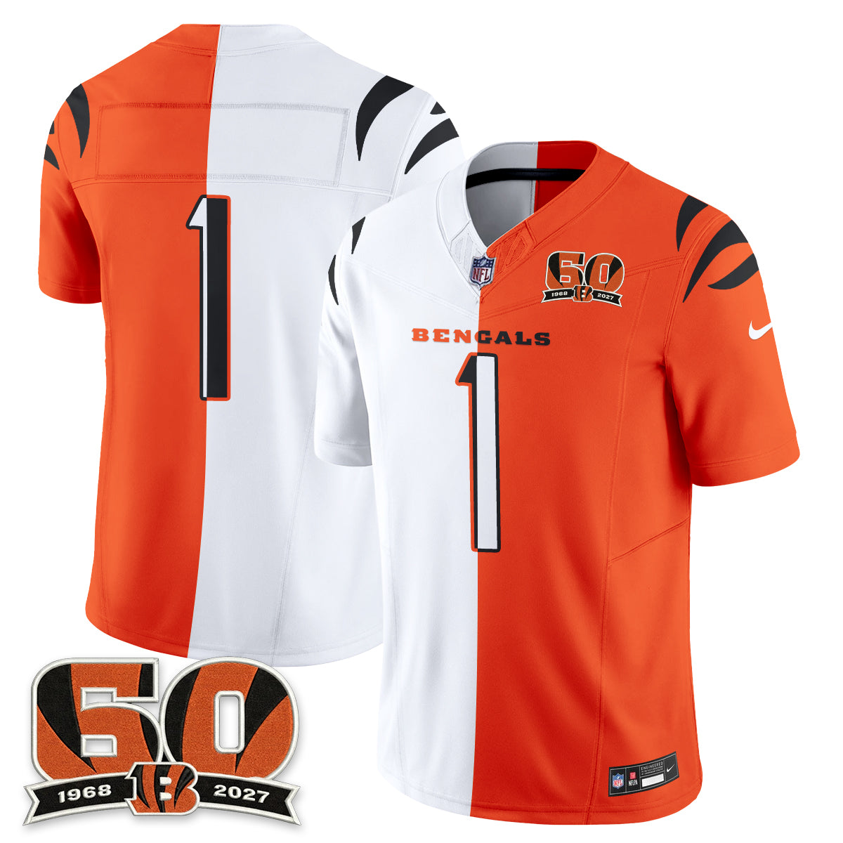 Cincinnati Bengals Split Edition Vapor Jersey - Stitched