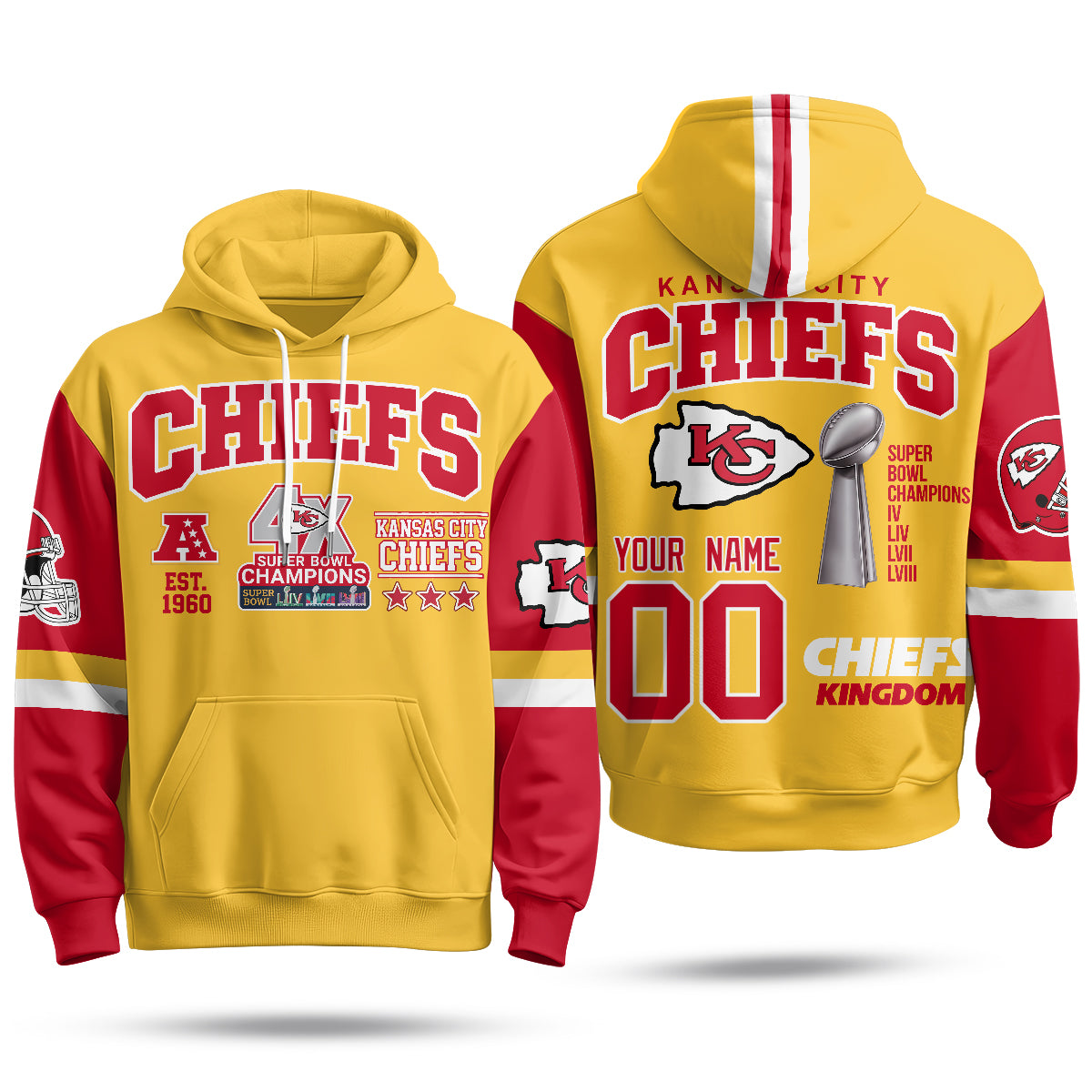 KC 4X Champs Gold Edition Custom Fleece Hoodie - Printed