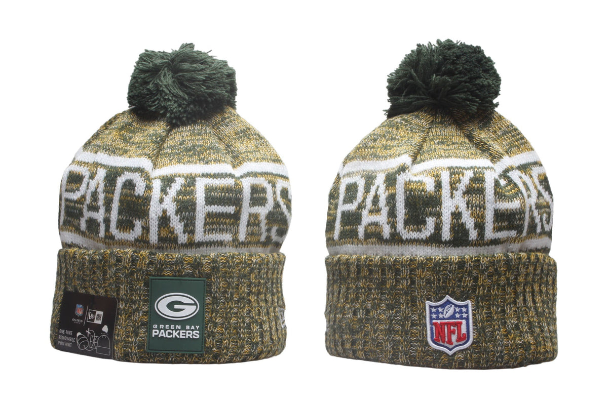GB Cuffed Knit Hat with Pom - Rubber Patch