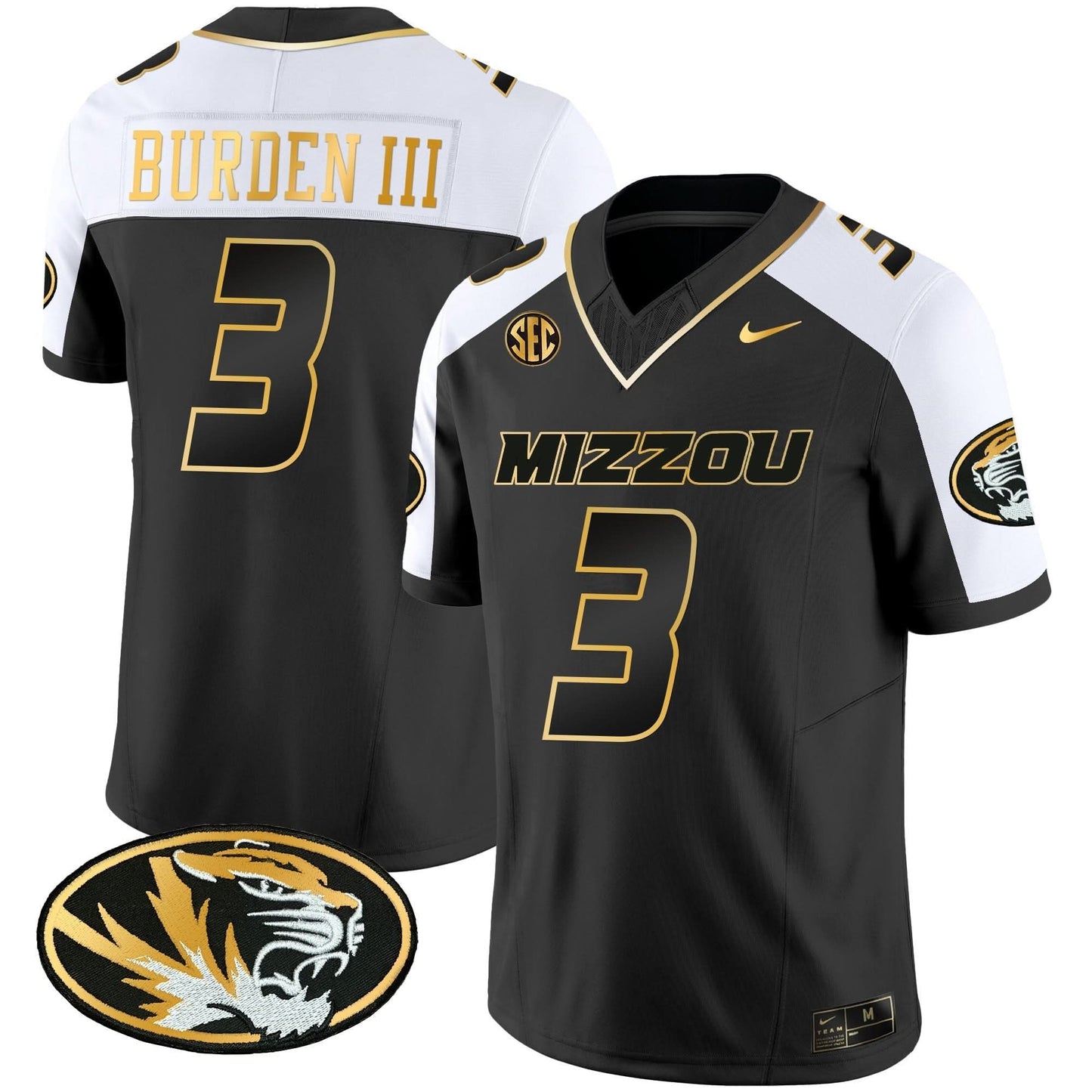 Missouri Tigers Gold Vapor Jersey - All Stitched