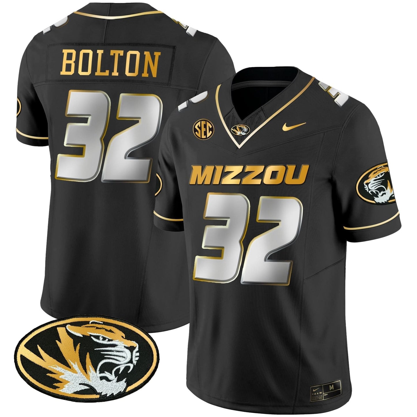Missouri Tigers Gold Vapor Jersey - All Stitched