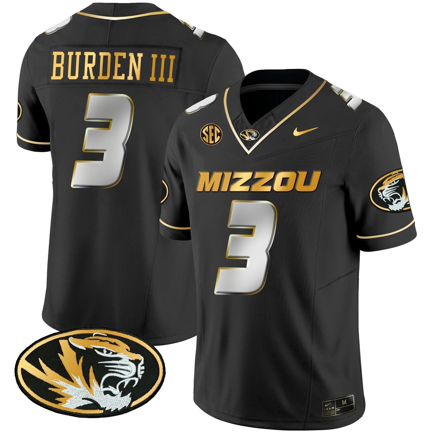 Missouri Tigers Gold Vapor Jersey - All Stitched