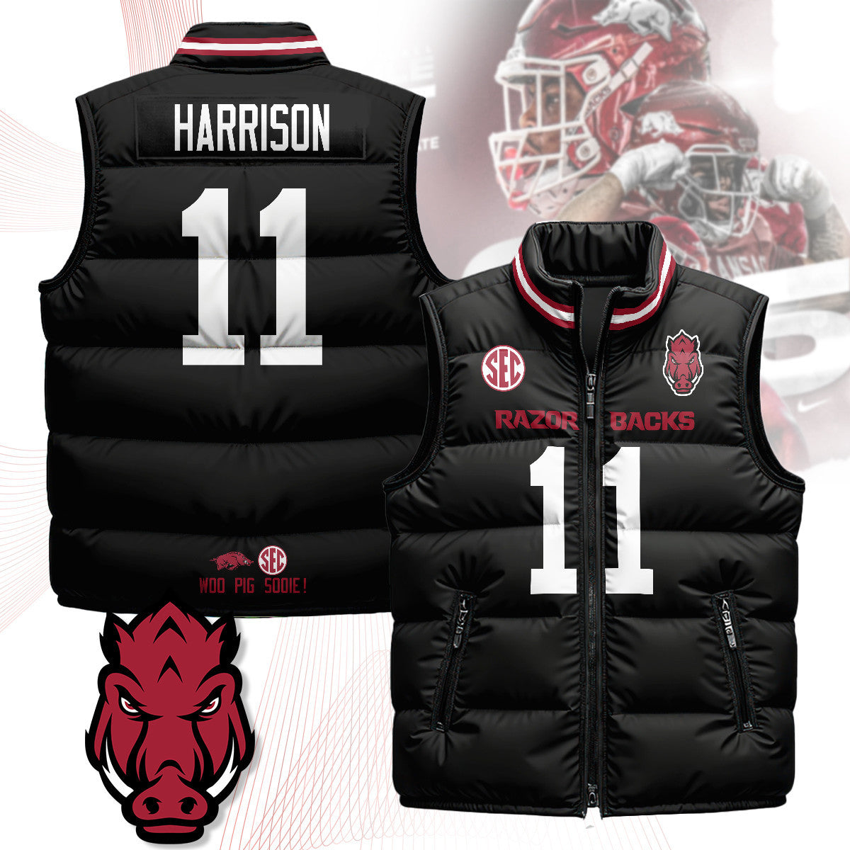 Arkansas Razorbacks Unisex Puffer Vest