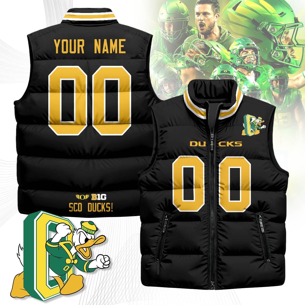Custom Oregon Ducks Unisex Puffer Vest