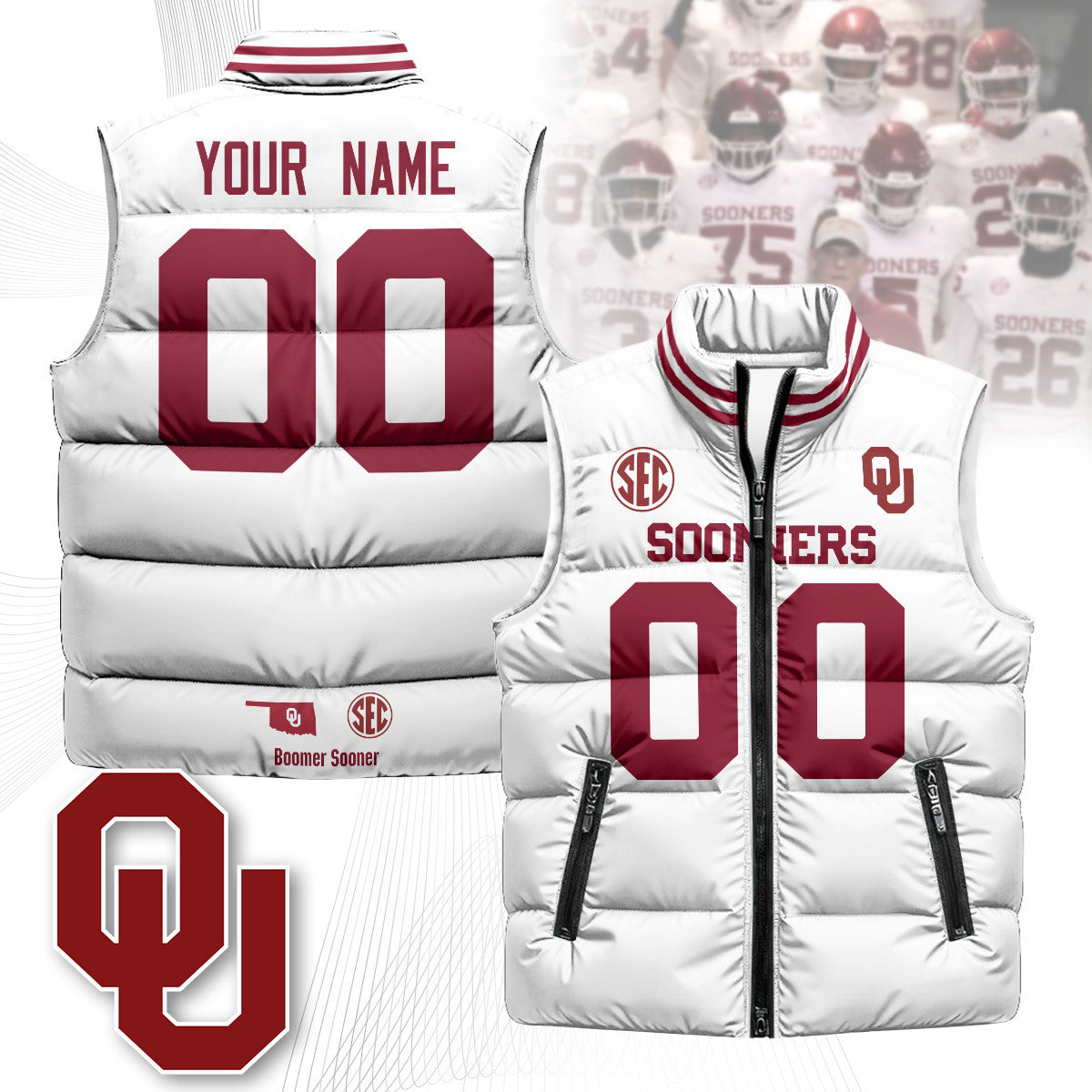 Oklahoma Sooners Unisex Puffer Vest