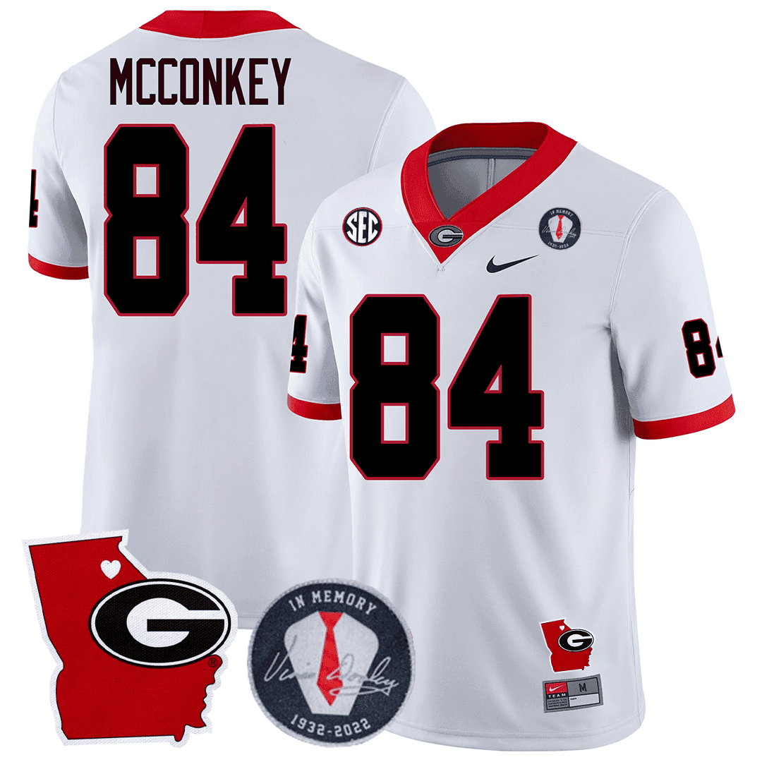 Georgia Bulldogs 2023 Vince Dooley Patch & Georgia State Map Jersey - All Stitched