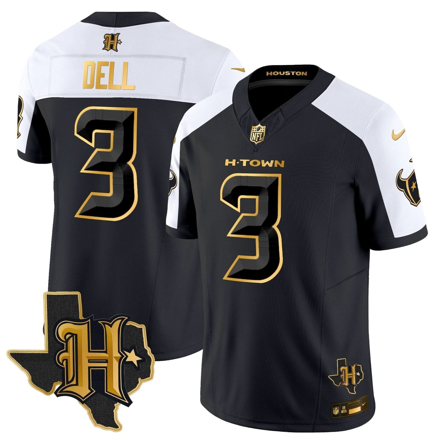 Houston Texans 2024 Texas Patch Gold Vapor Limited Jersey - All Stitched