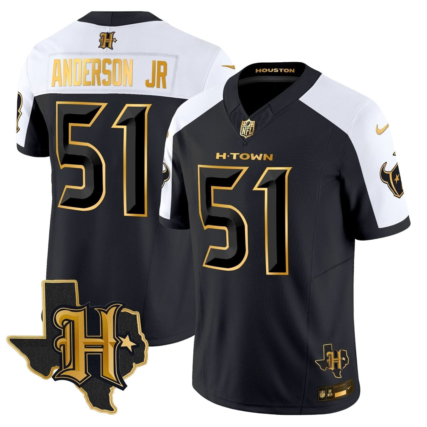 Houston Texans 2024 Texas Patch Gold Vapor Limited Jersey - All Stitched