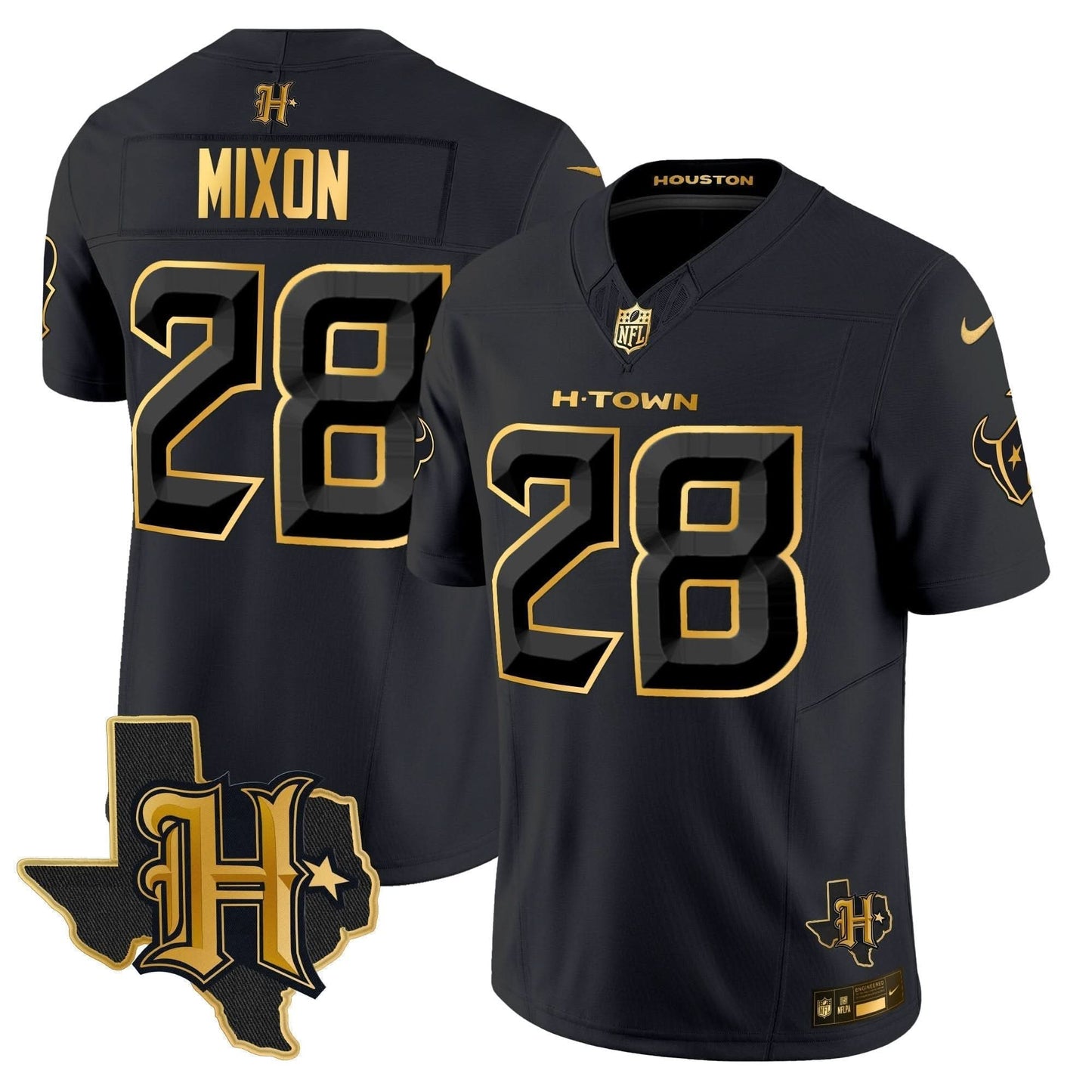 Houston Texans 2024 Texas Patch Gold Vapor Limited Jersey - All Stitched