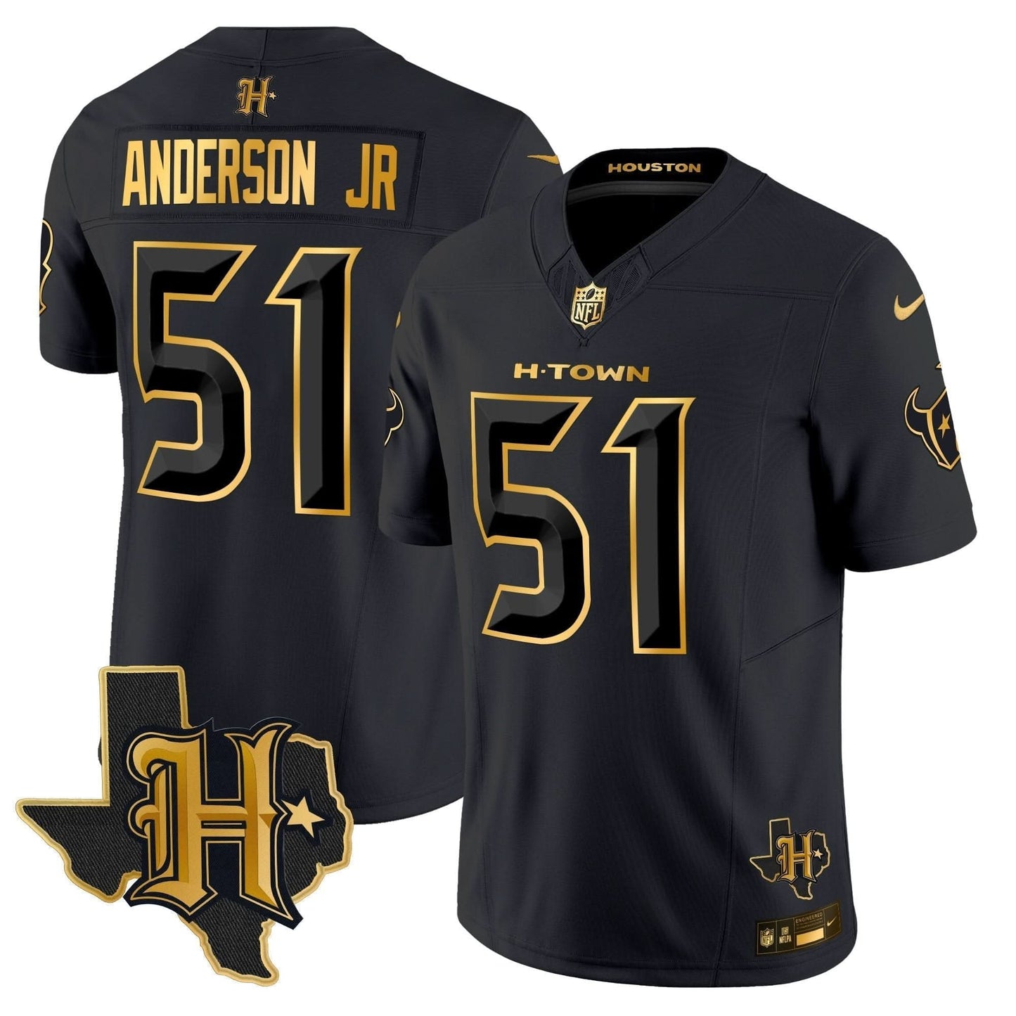 Houston Texans 2024 Texas Patch Gold Vapor Limited Jersey - All Stitched