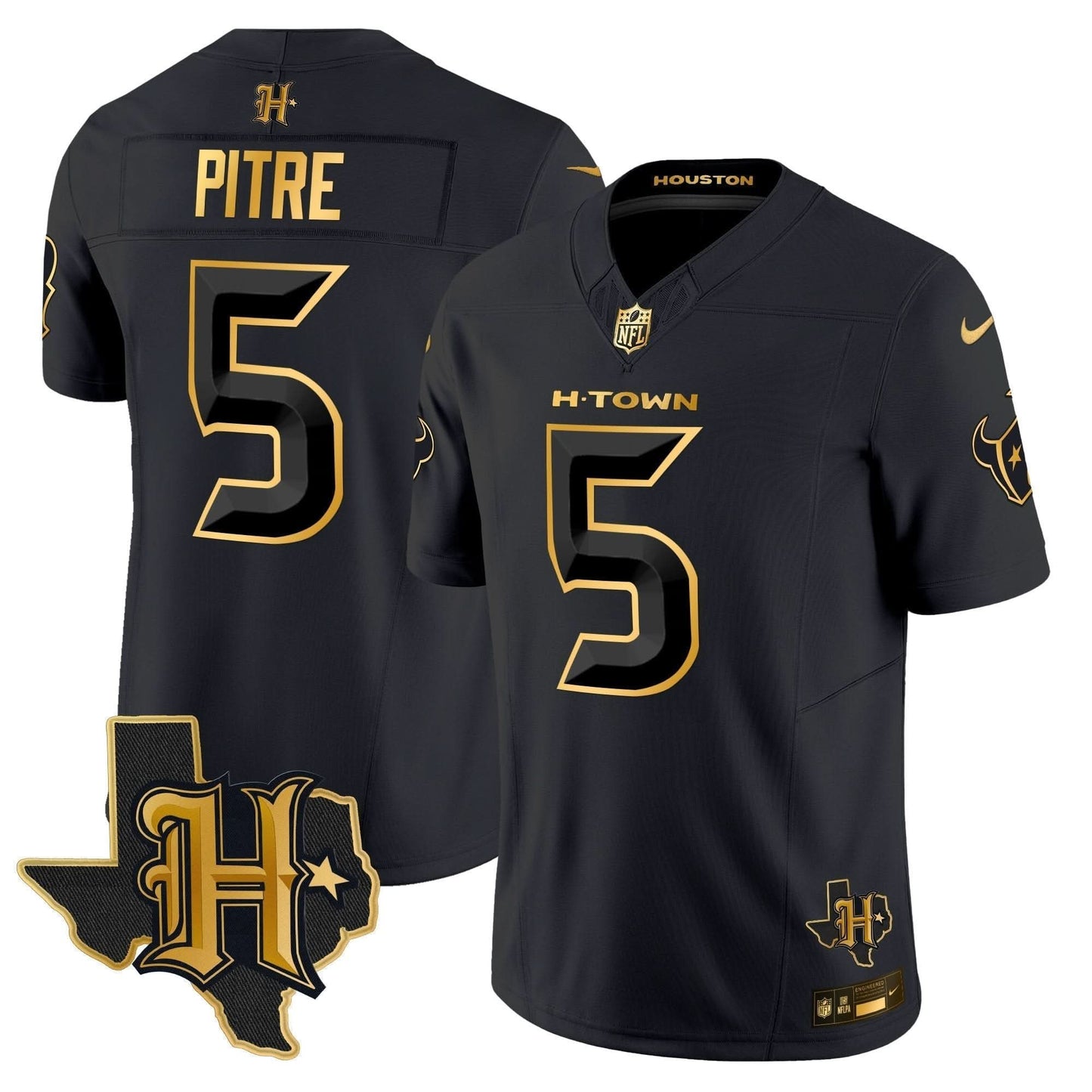 Houston Texans 2024 Texas Patch Gold Vapor Limited Jersey - All Stitched