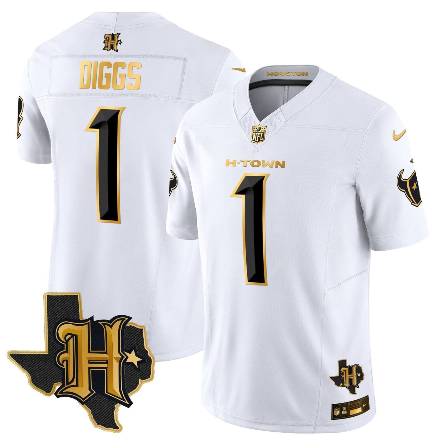 Houston Texans 2024 Texas Patch Gold Vapor Limited Jersey - All Stitched