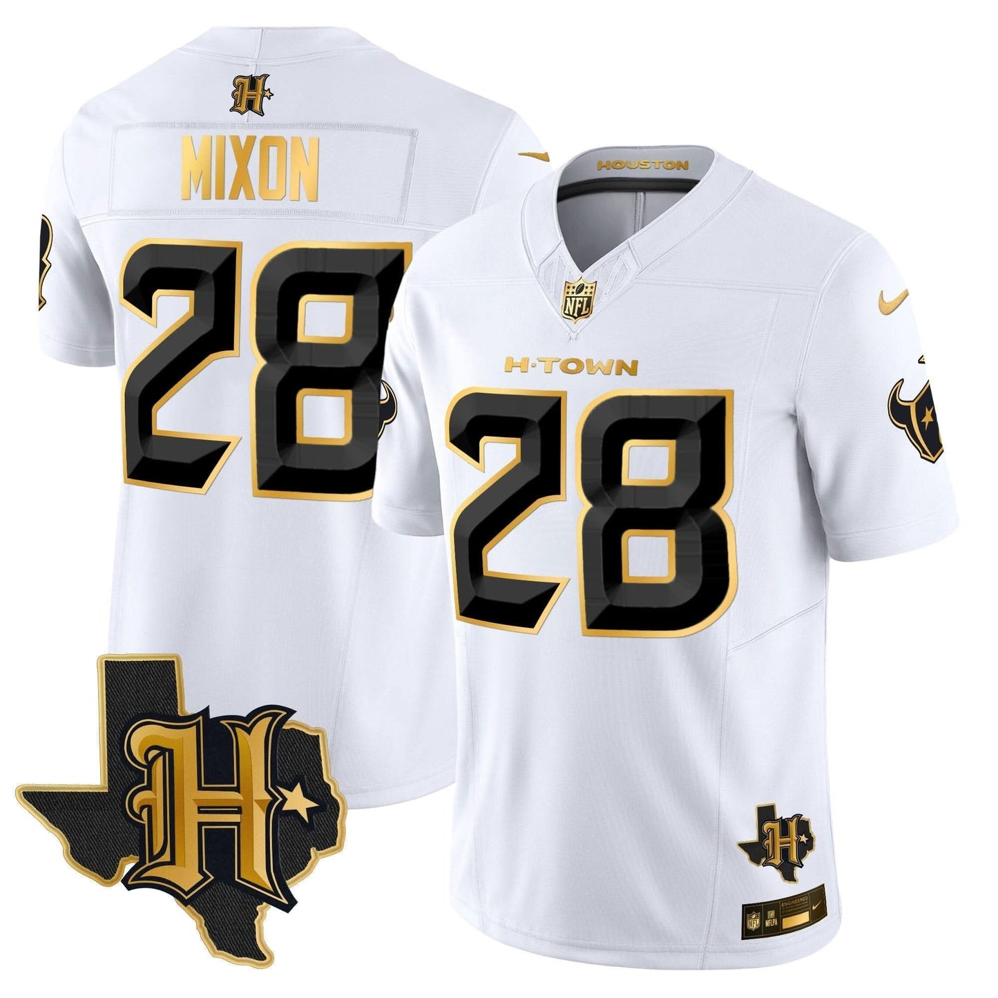 Houston Texans 2024 Texas Patch Gold Vapor Limited Jersey - All Stitched