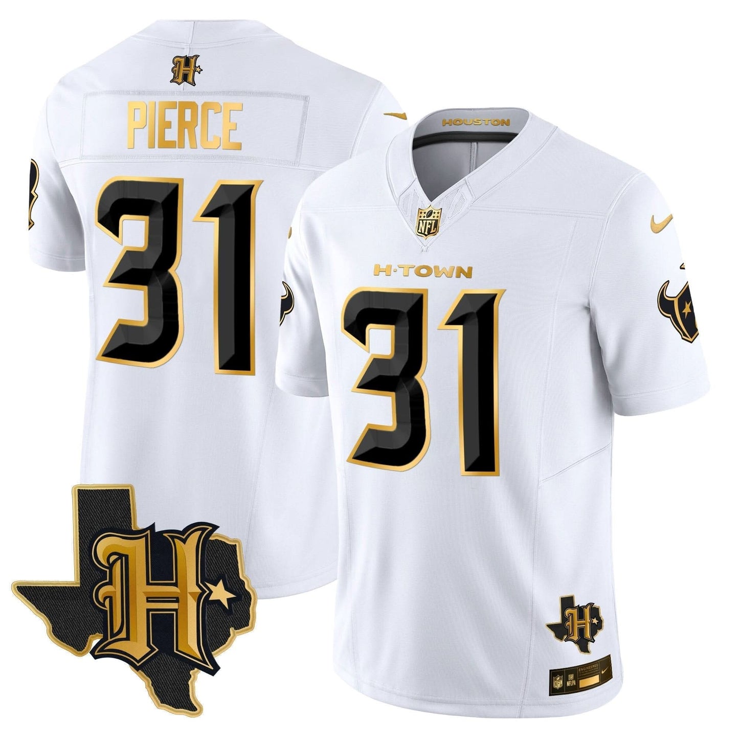 Houston Texans 2024 Texas Patch Gold Vapor Limited Jersey - All Stitched