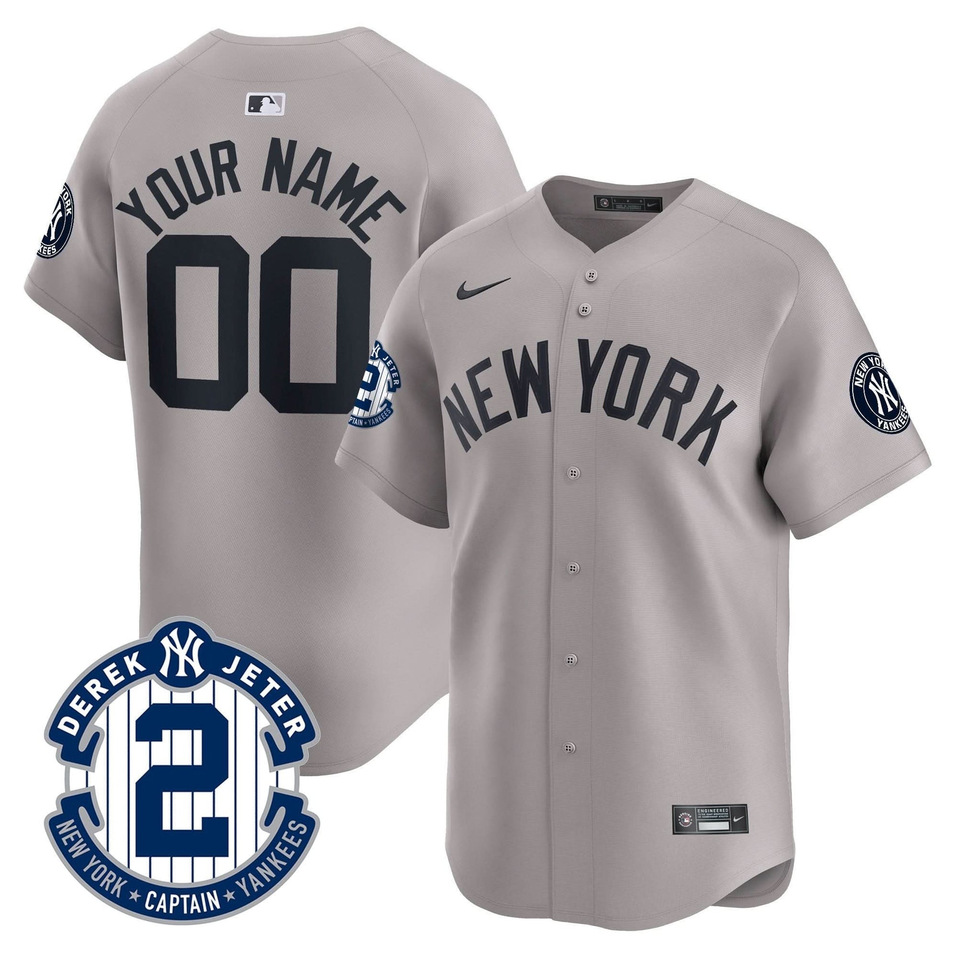 New York Yankees Derek Jeter Patch Vapor Premier Limited Custom Jersey - All Stitched