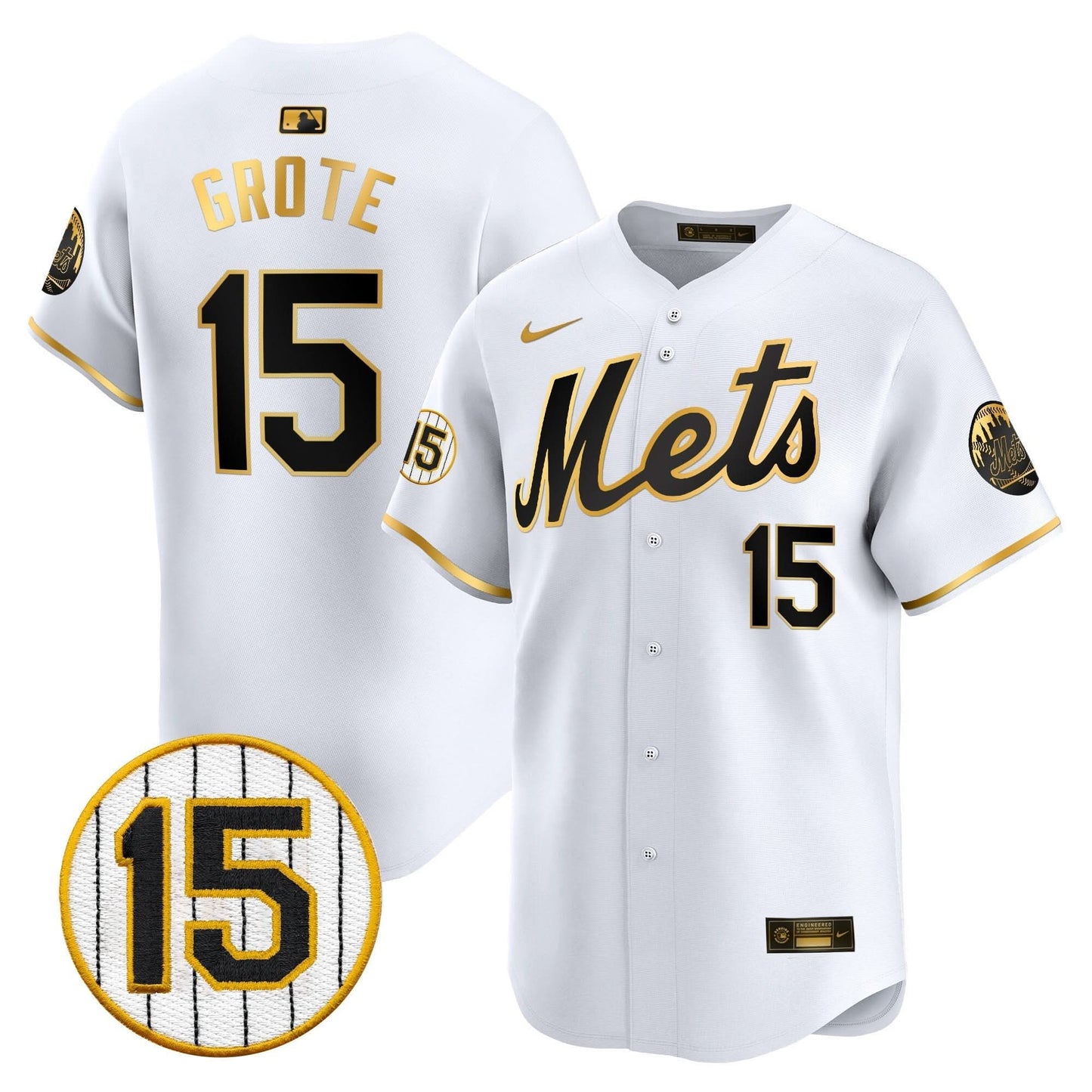 Men's New York Mets Jerry Grote Patch Vapor Premier Limited Jersey - All Stitched