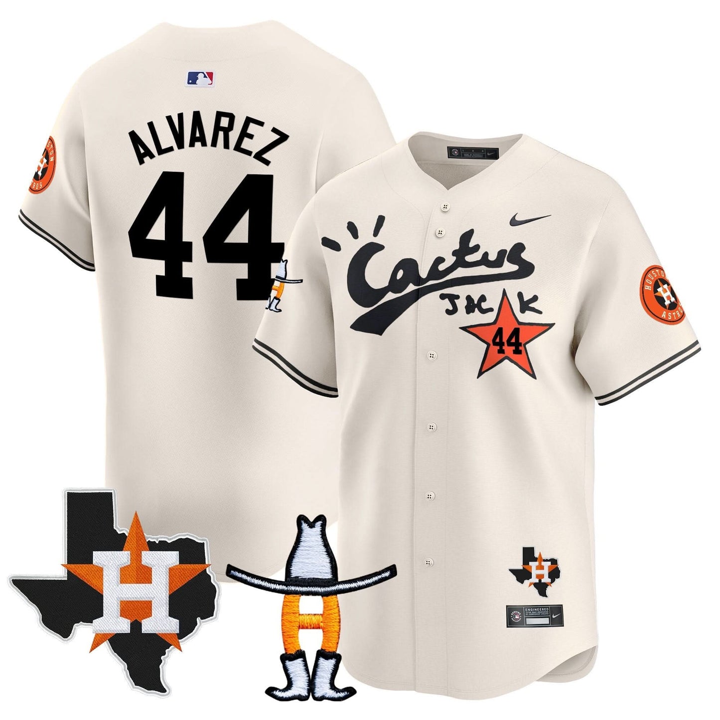 Men's Houston Astros Cactus Jack Houston Rodeo Patch Vapor Premier Limited Jersey - All Stitched