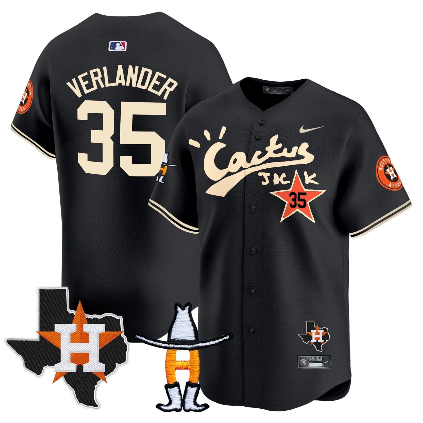 Men's Houston Astros Cactus Jack Houston Rodeo Patch Vapor Premier Limited Jersey - All Stitched