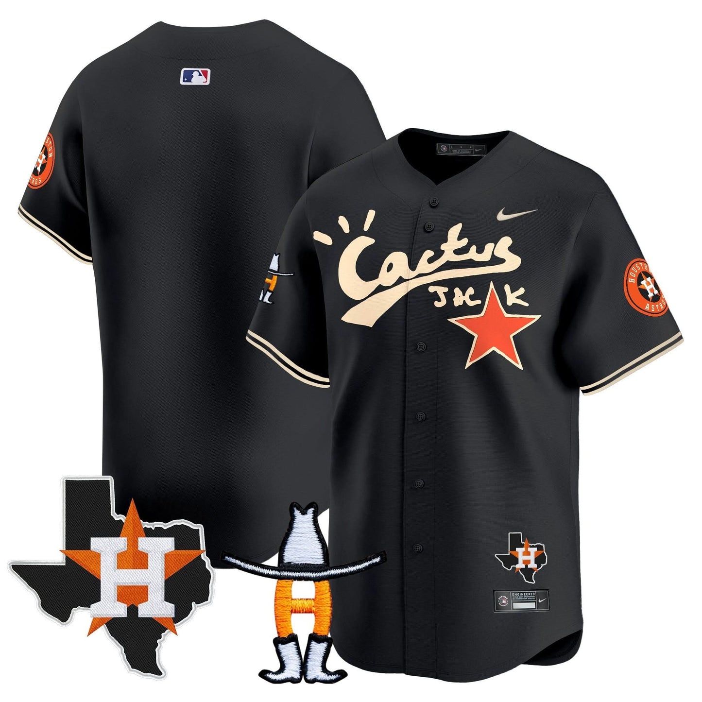 Men's Houston Astros Cactus Jack Houston Rodeo Patch Vapor Premier Limited Jersey - All Stitched