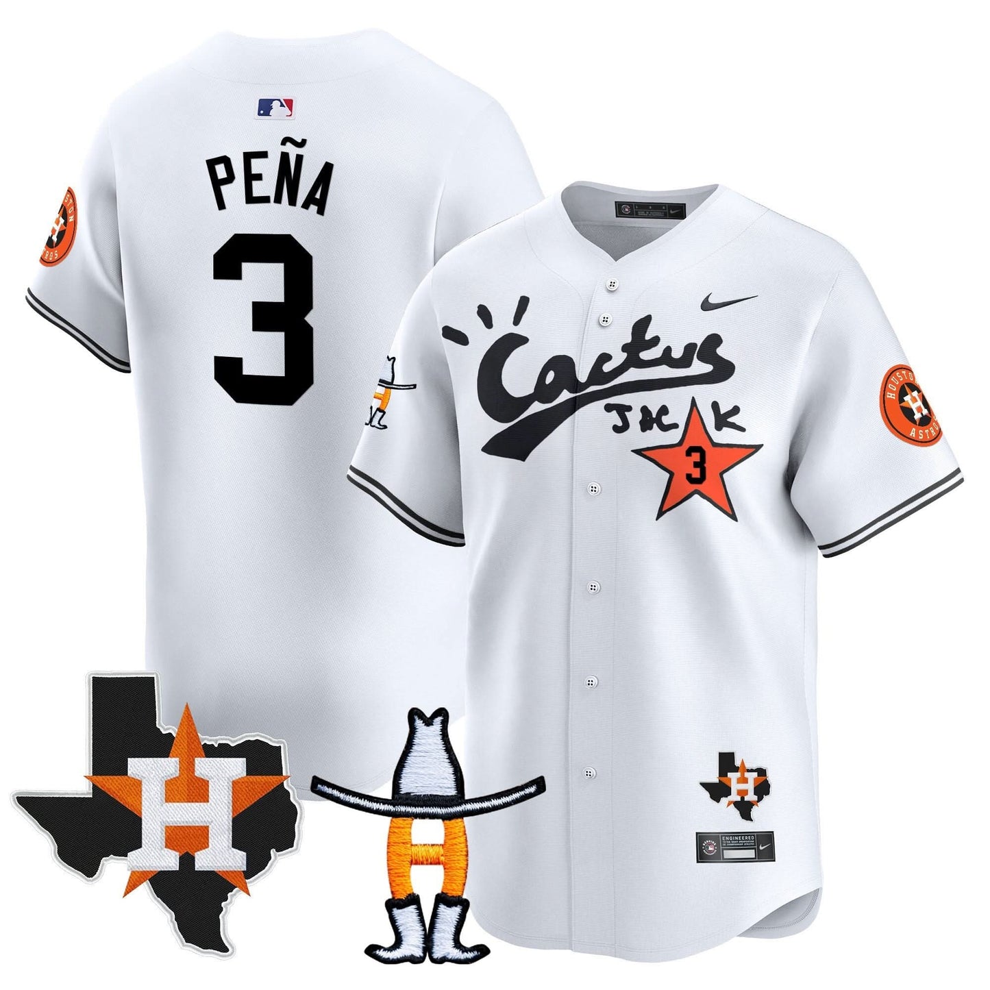 Men's Houston Astros Cactus Jack Houston Rodeo Patch Vapor Premier Limited Jersey - All Stitched