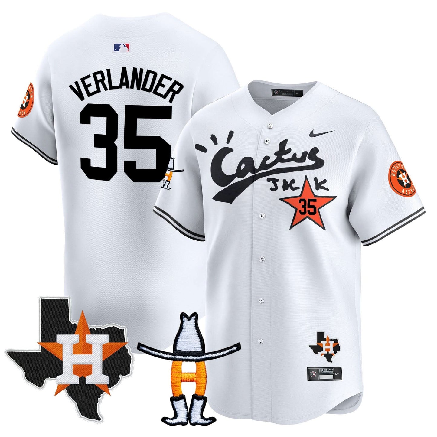 Men's Houston Astros Cactus Jack Houston Rodeo Patch Vapor Premier Limited Jersey - All Stitched