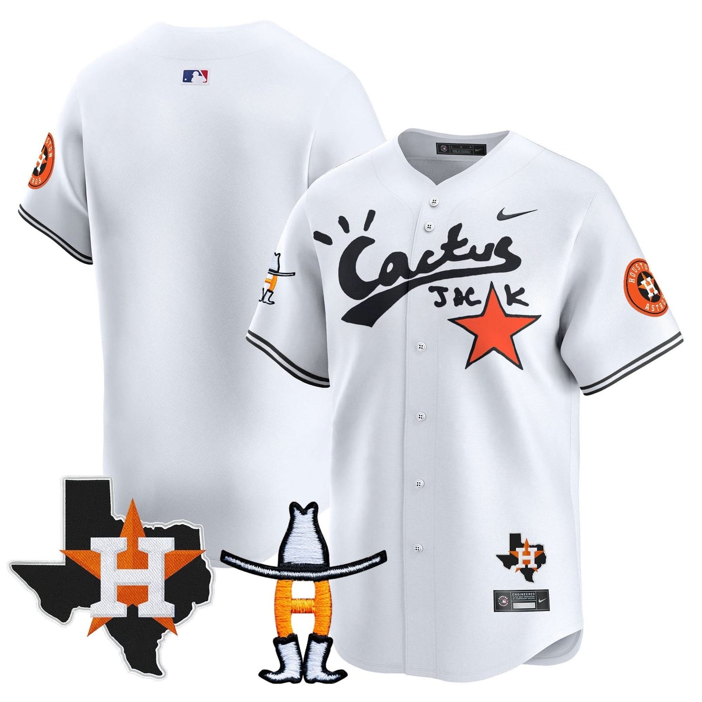 Men's Houston Astros Cactus Jack Houston Rodeo Patch Vapor Premier Limited Jersey - All Stitched