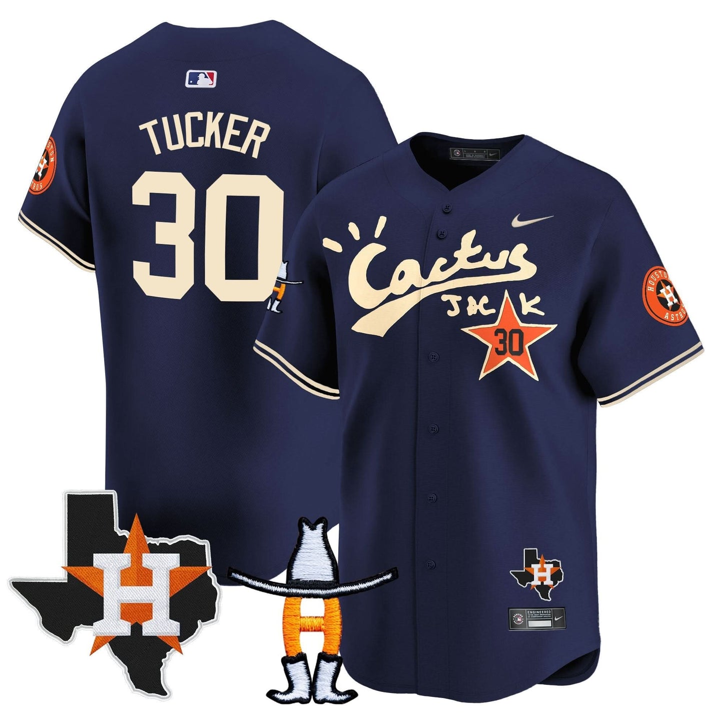Men's Houston Astros Cactus Jack Houston Rodeo Patch Vapor Premier Limited Jersey - All Stitched