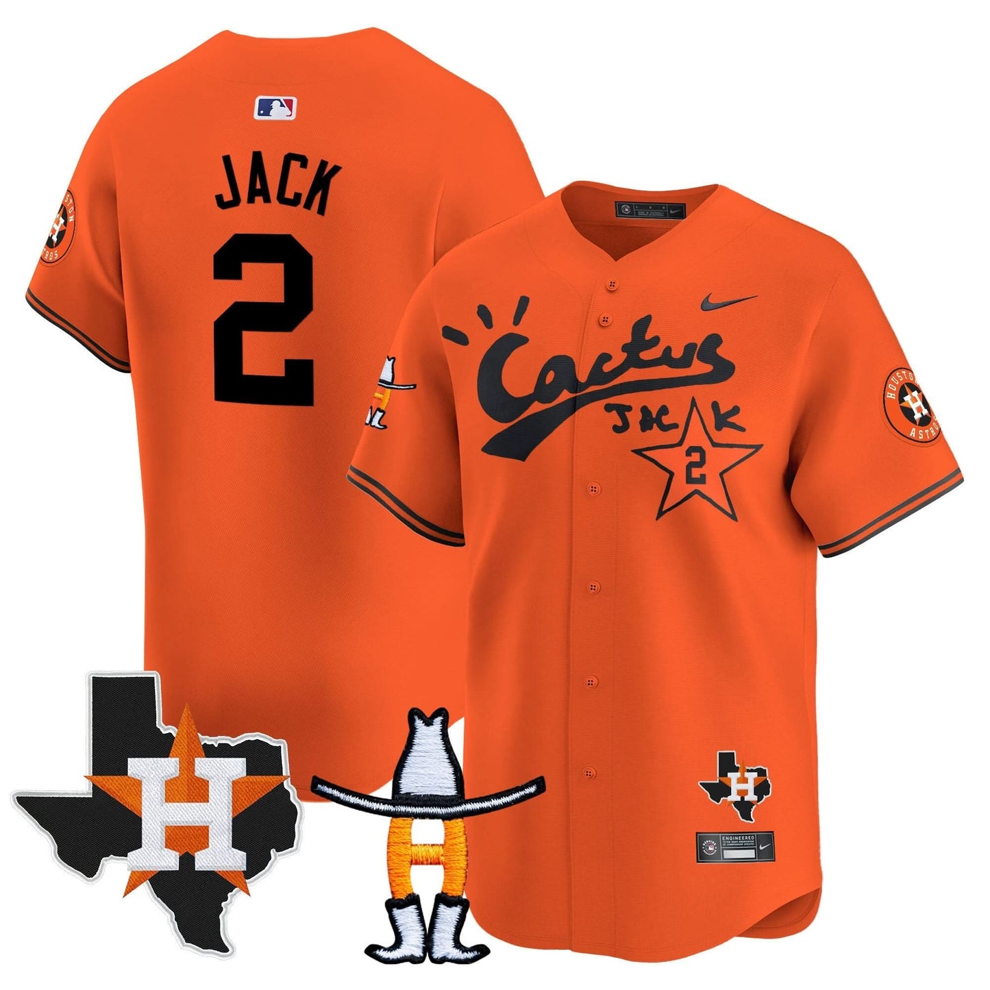 Men's Houston Astros Cactus Jack Houston Rodeo Patch Vapor Premier Limited Jersey - All Stitched