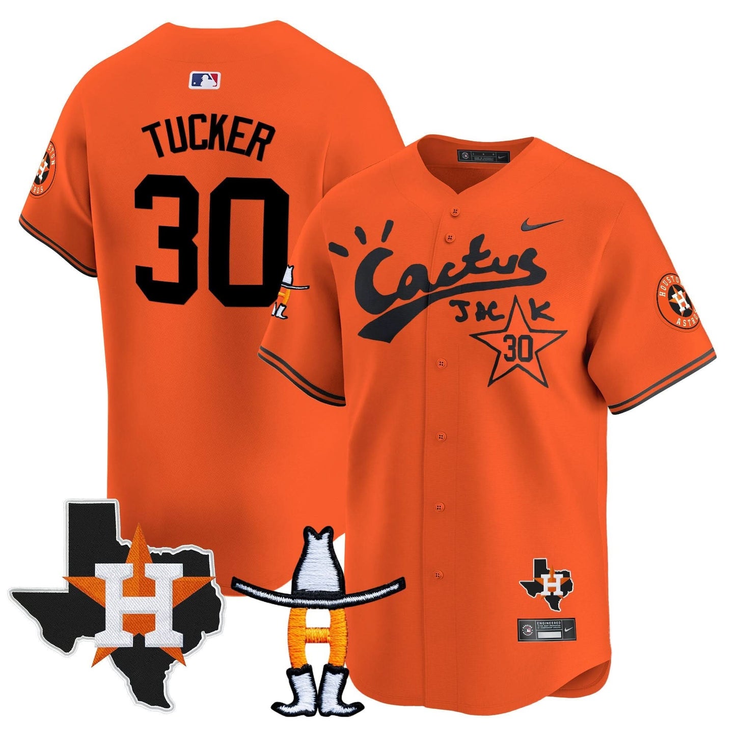 Men's Houston Astros Cactus Jack Houston Rodeo Patch Vapor Premier Limited Jersey - All Stitched