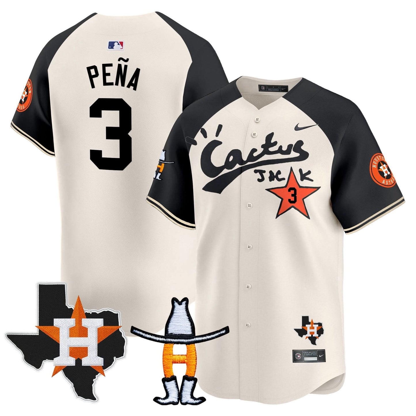Men's Houston Astros Cactus Jack Houston Rodeo Patch Vapor Premier Limited Jersey - All Stitched
