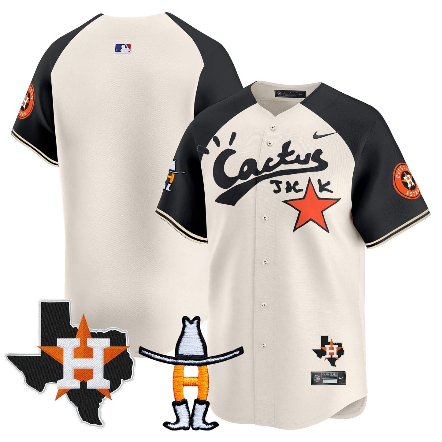 Men's Houston Astros Cactus Jack Houston Rodeo Patch Vapor Premier Limited Jersey - All Stitched