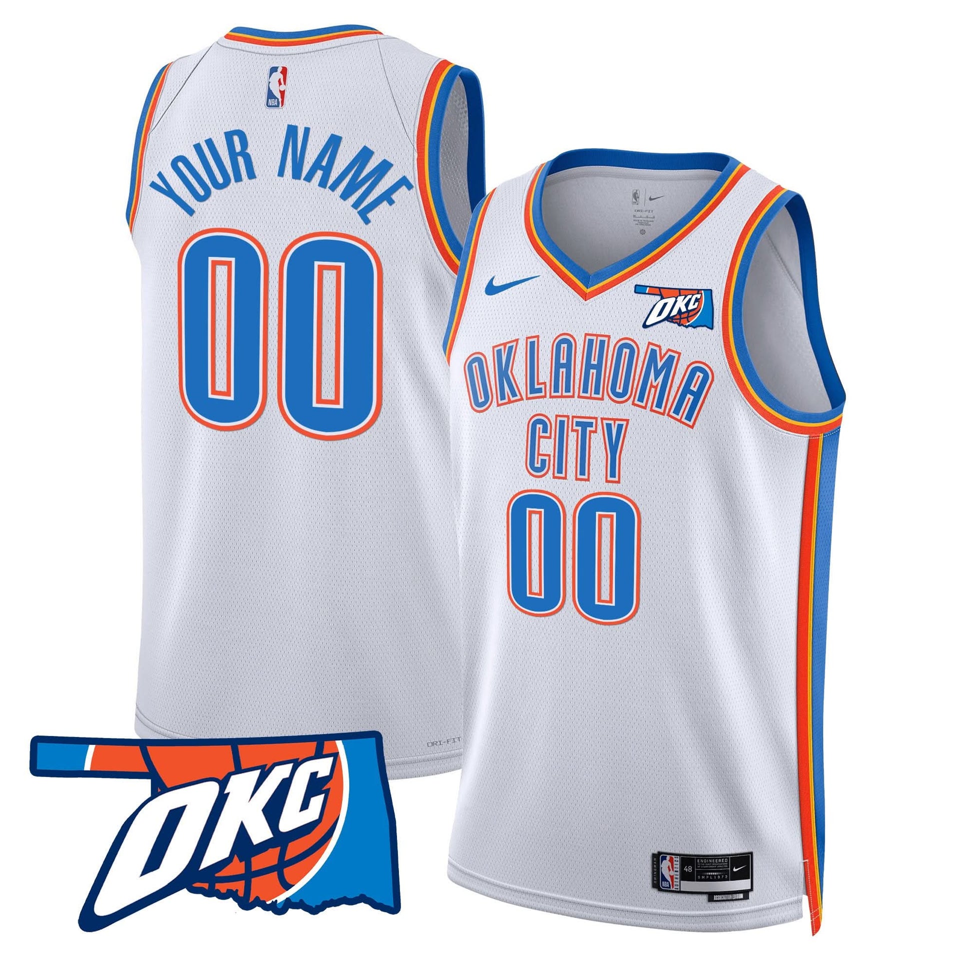 Oklahoma City Thunder Swingman Custom Jersey - Oklahoma Patch - All Stitched