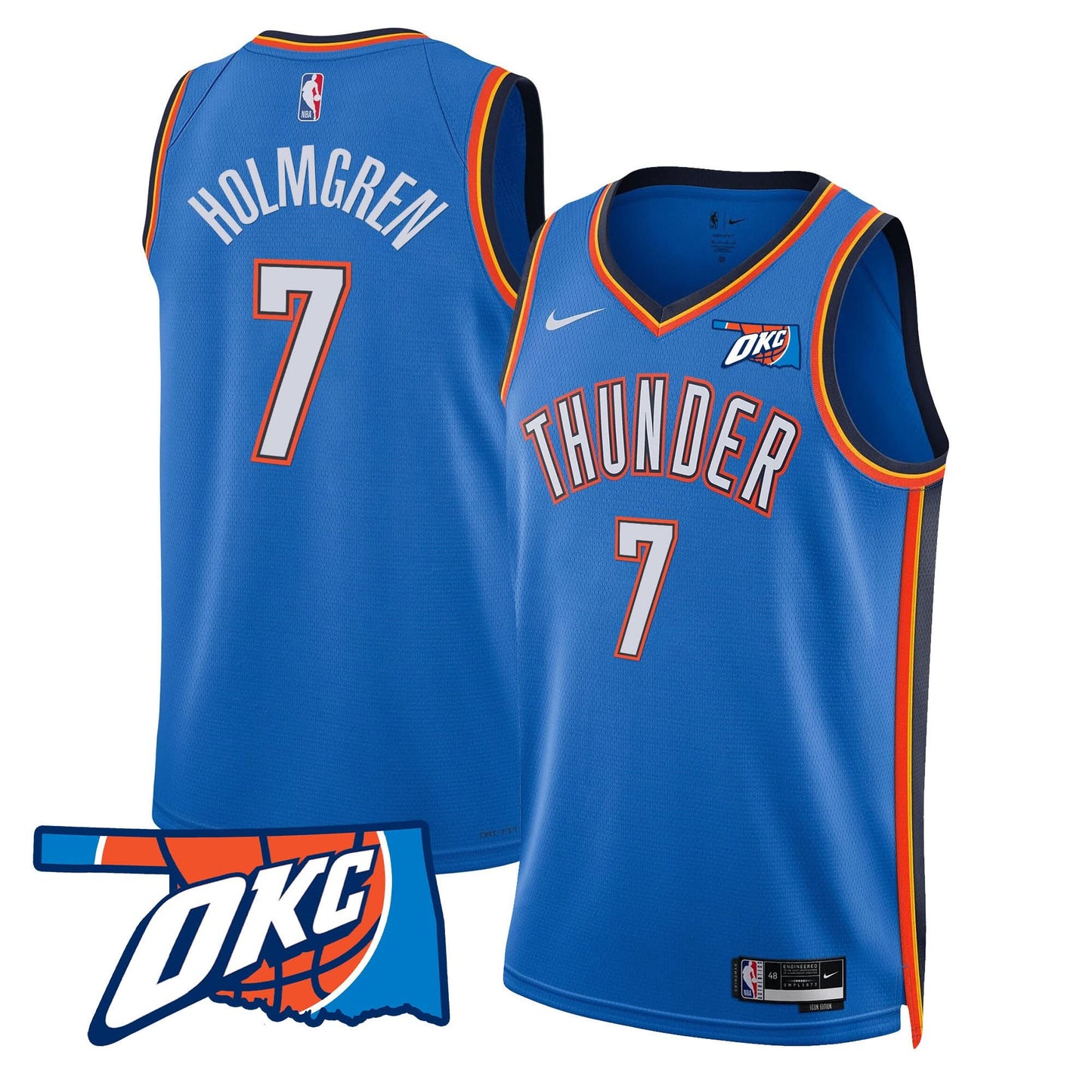 Men's Oklahoma City Thunder Swingman Jersey - Oklahoma Patch - All Stitched