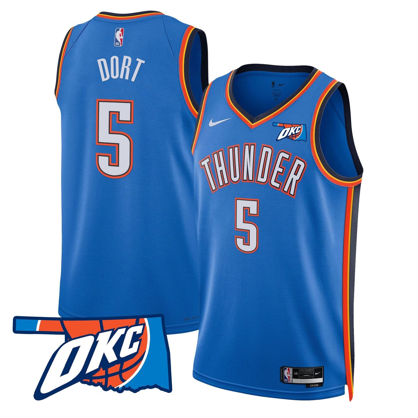 Men's Oklahoma City Thunder Swingman Jersey - Oklahoma Patch - All Stitched