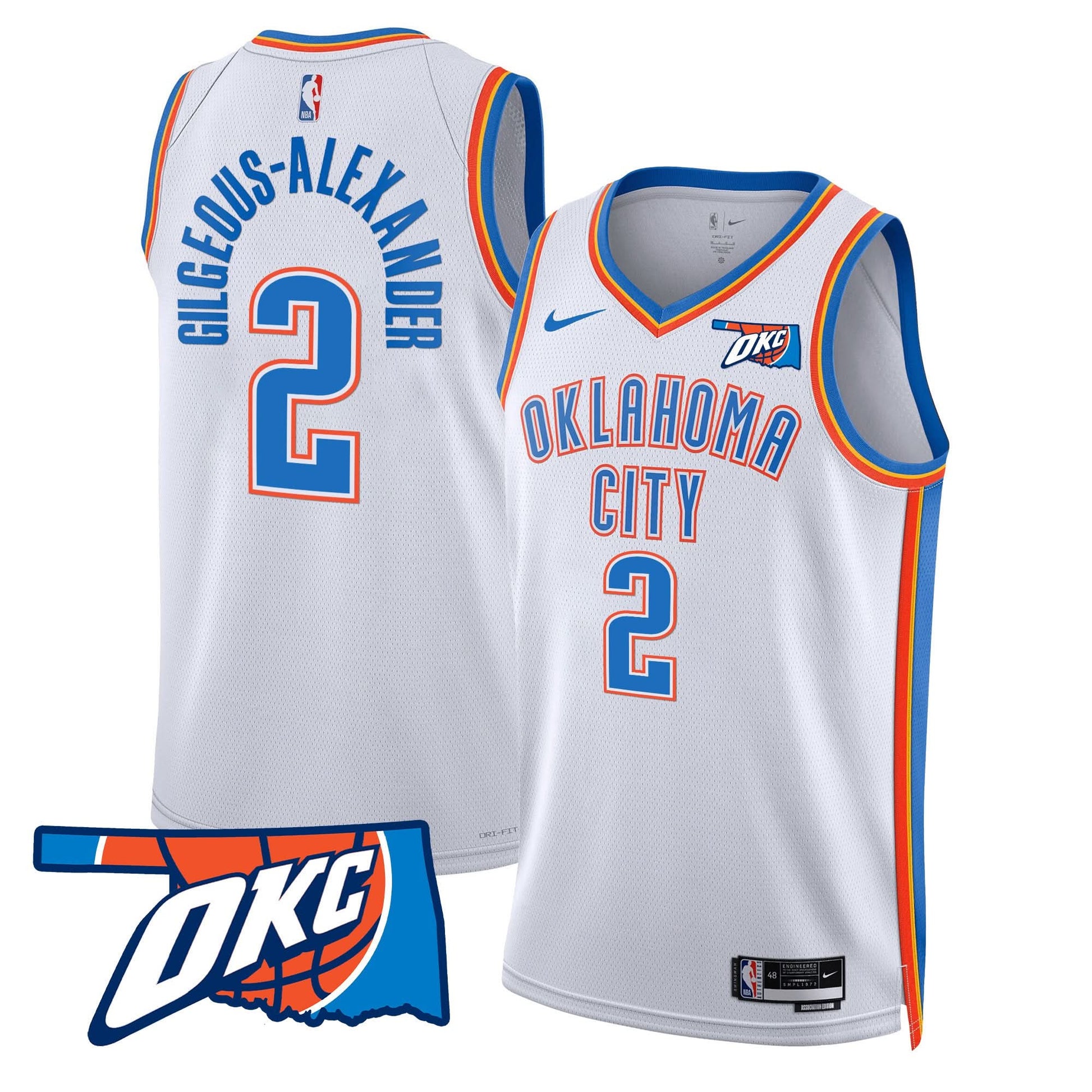 Men's Oklahoma City Thunder Swingman Jersey - Oklahoma Patch - All Stitched
